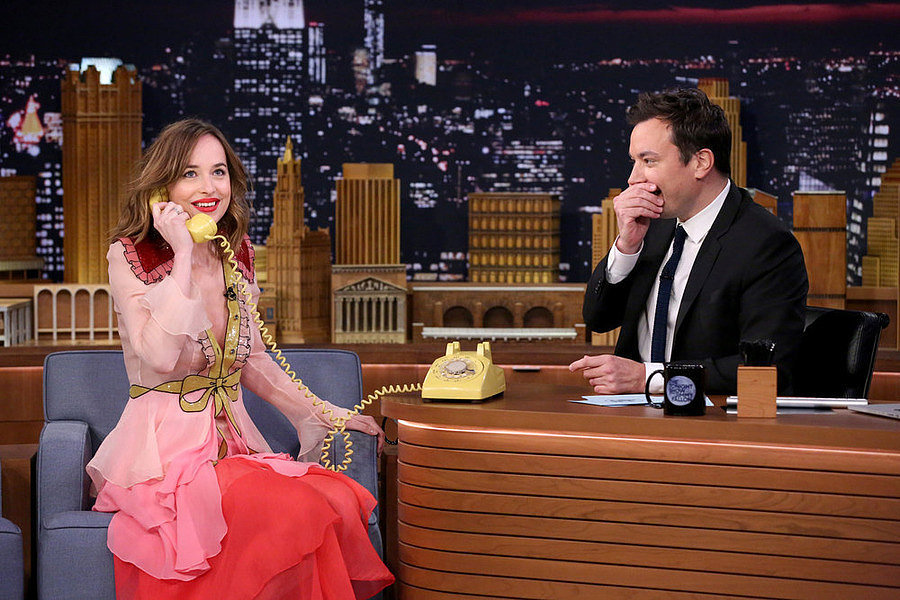 Dakota-Spring-16-Gucci-Dress-Matched-Jimmy-Bright-Yellow-Phone
