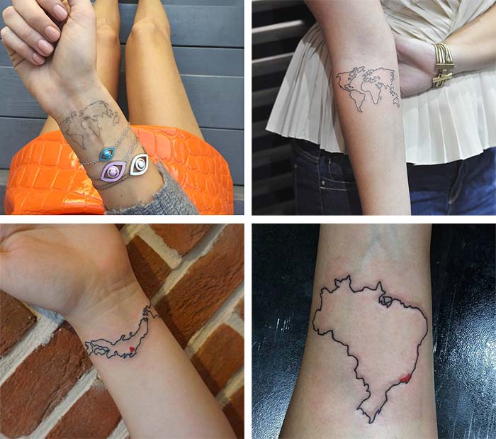tiny tattoos ideas with meanings tiny world map tattoos