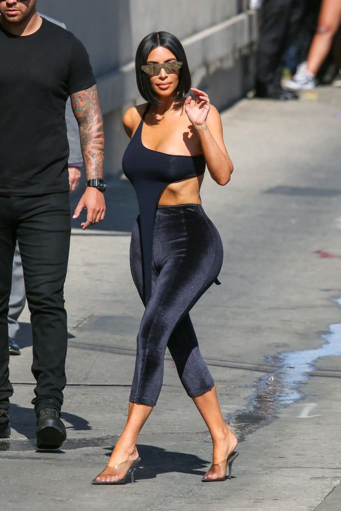 Kim-Kardashian-Velvet-Pants-Crop-Top-Jimmy-Kimmel (1)