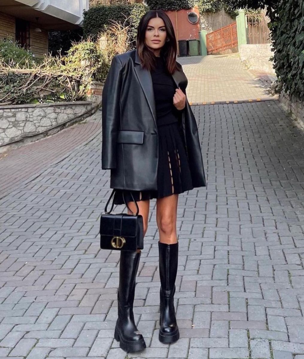 outfit total black estate